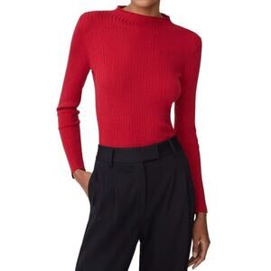 NWT J. McLaughlin Size XL Sylvana Red Shimmer Mock Neck Sweater $158 Holiday